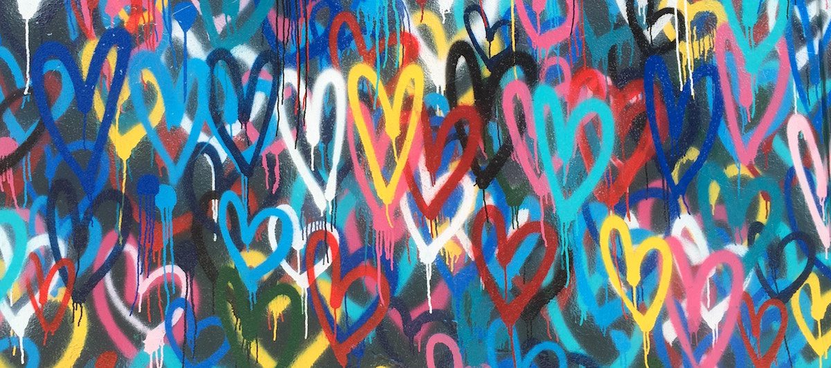 graffiti hearts on a wall