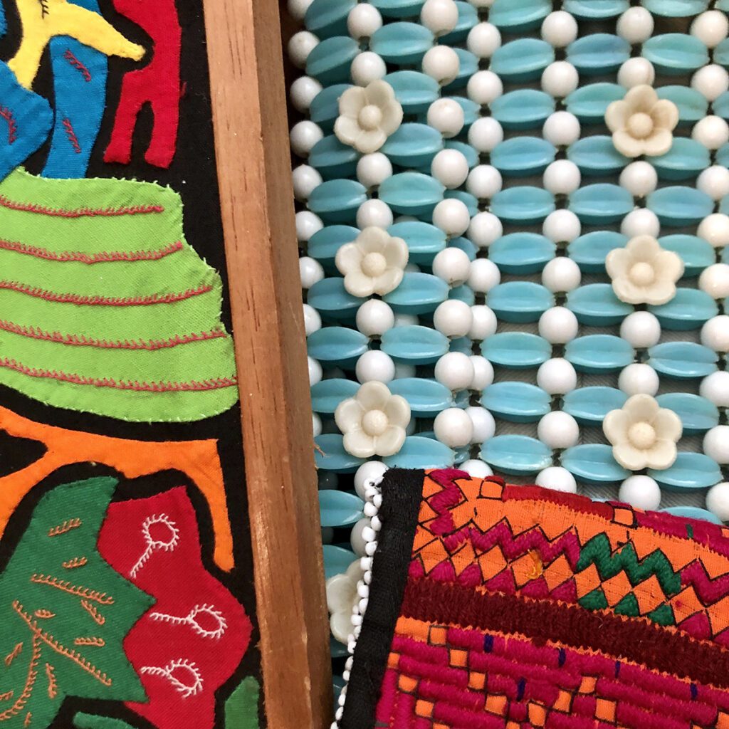 closeup of textiles and beads