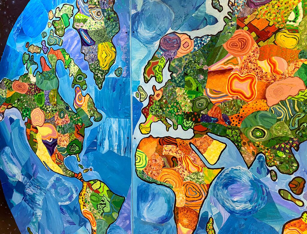 closeup globe mural