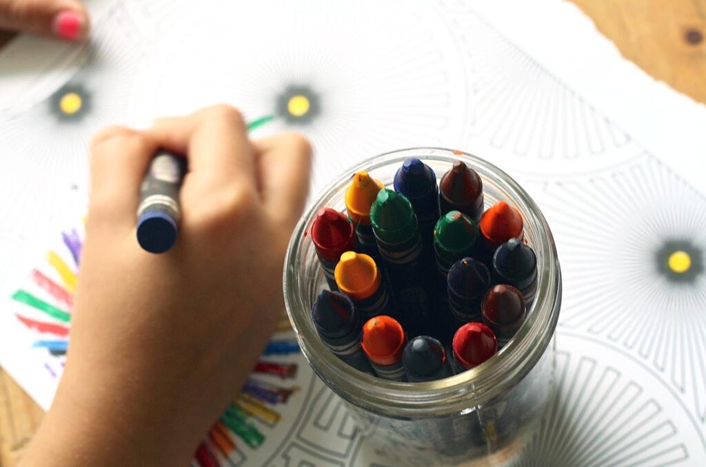 hand coloring with crayons