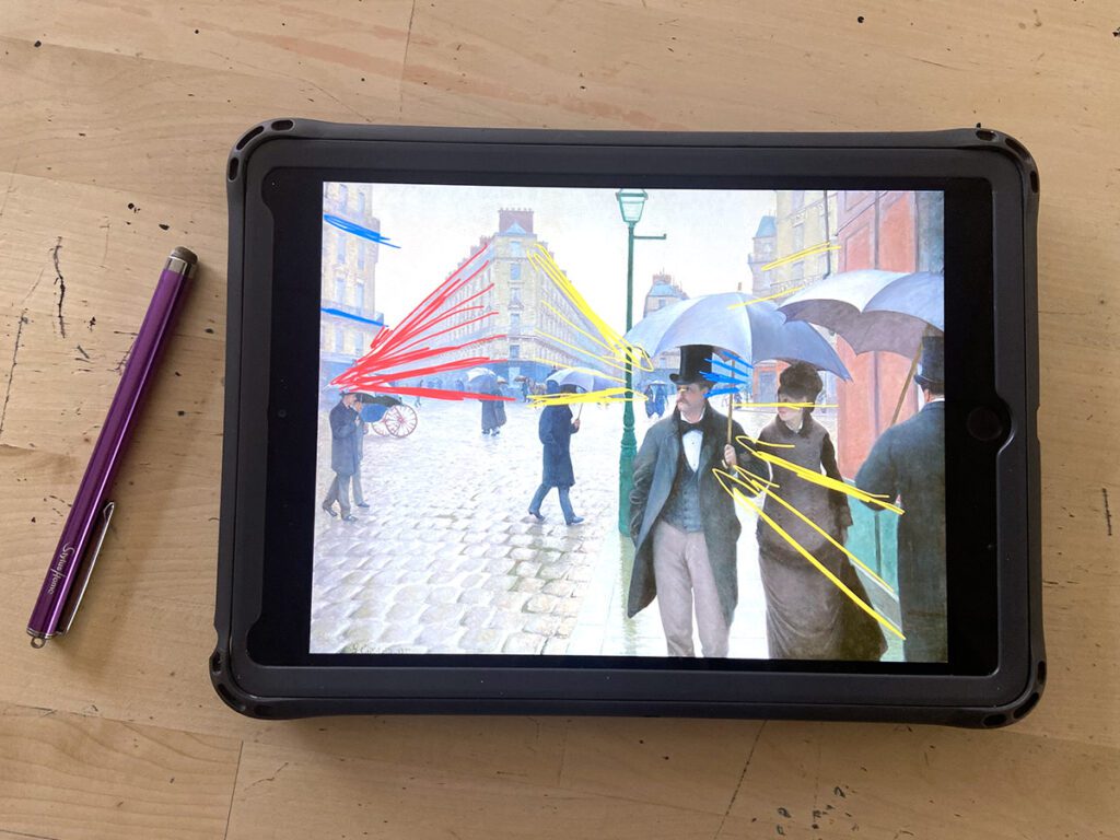 tablet with annotated artwork