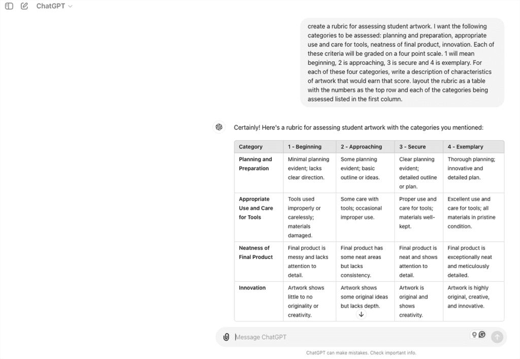 rubric prompt