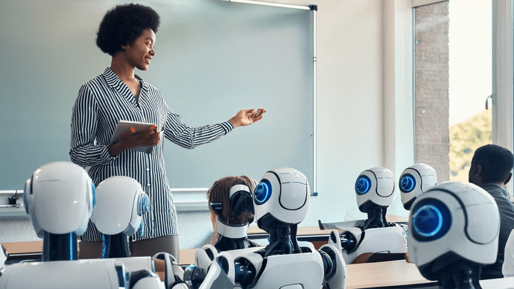 teacher and robots