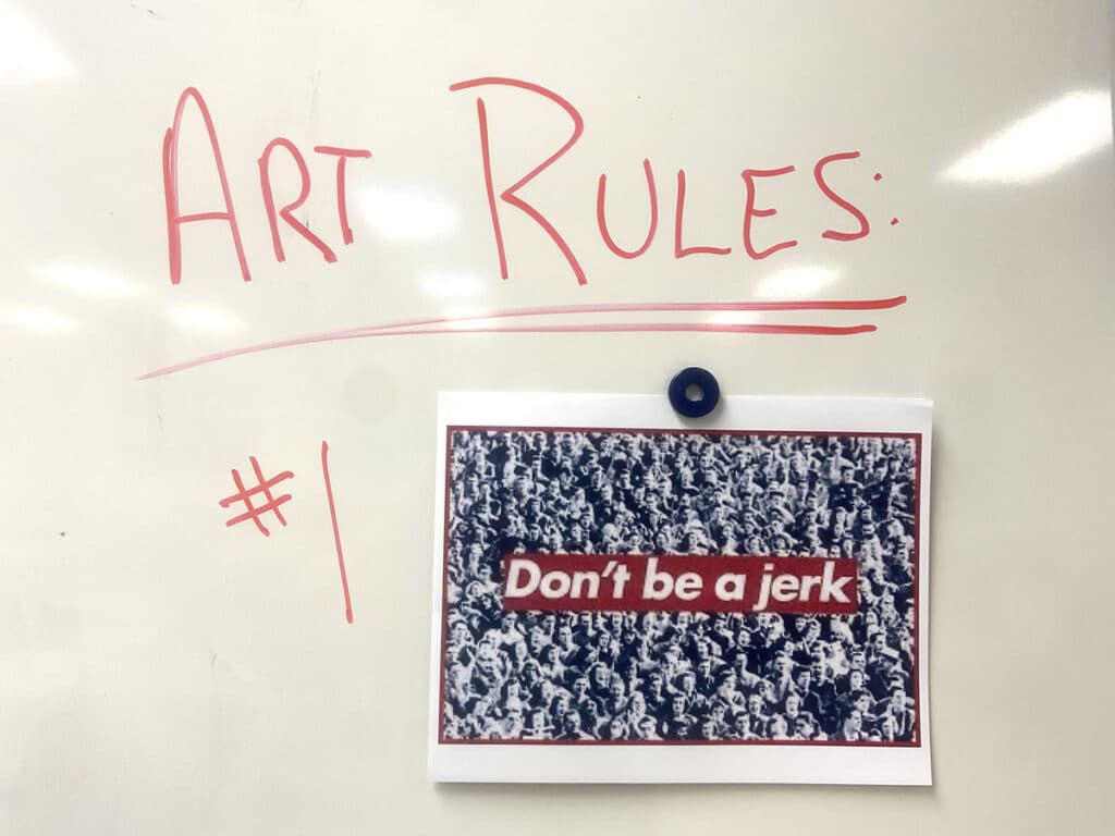 art rules on a whiteboard