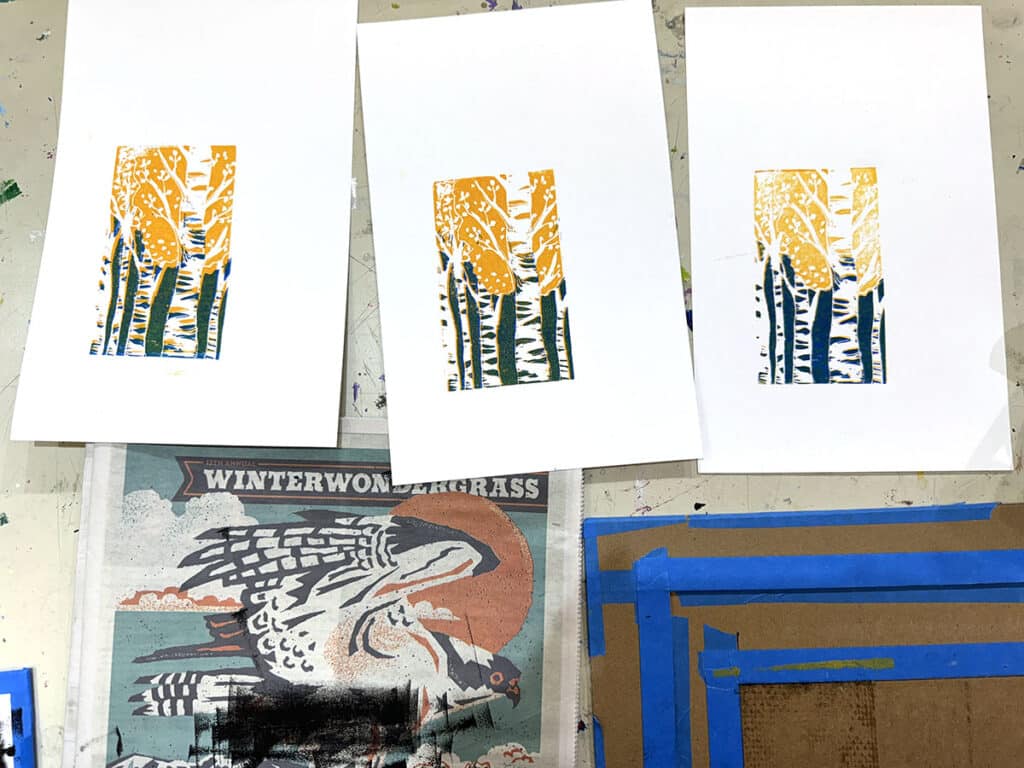 finished prints for reduction printmaking