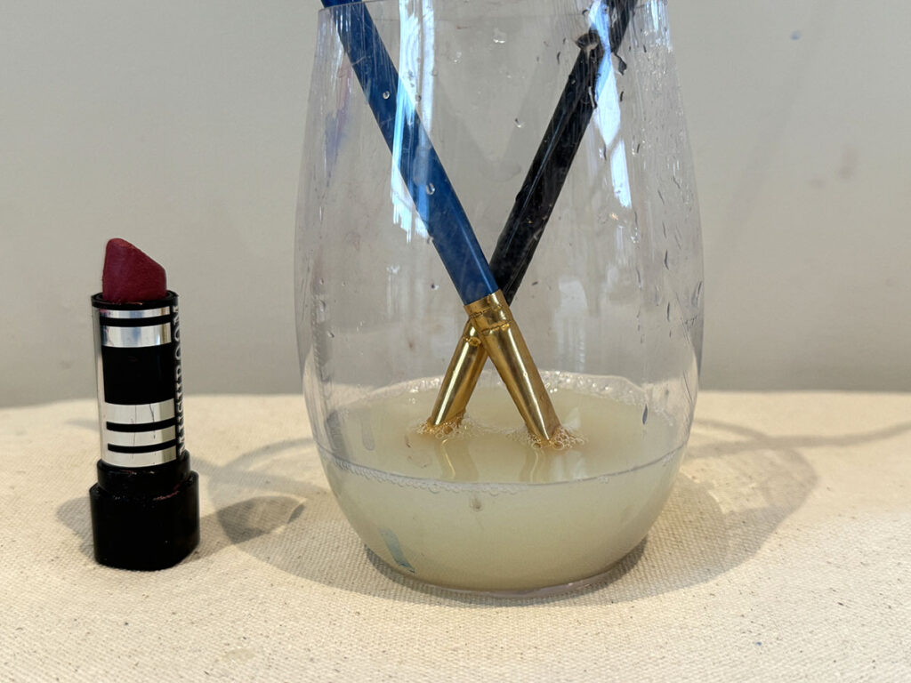 lipstick and lemon juice