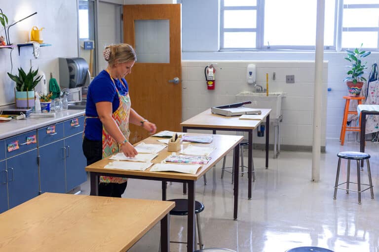 art teacher in classroom