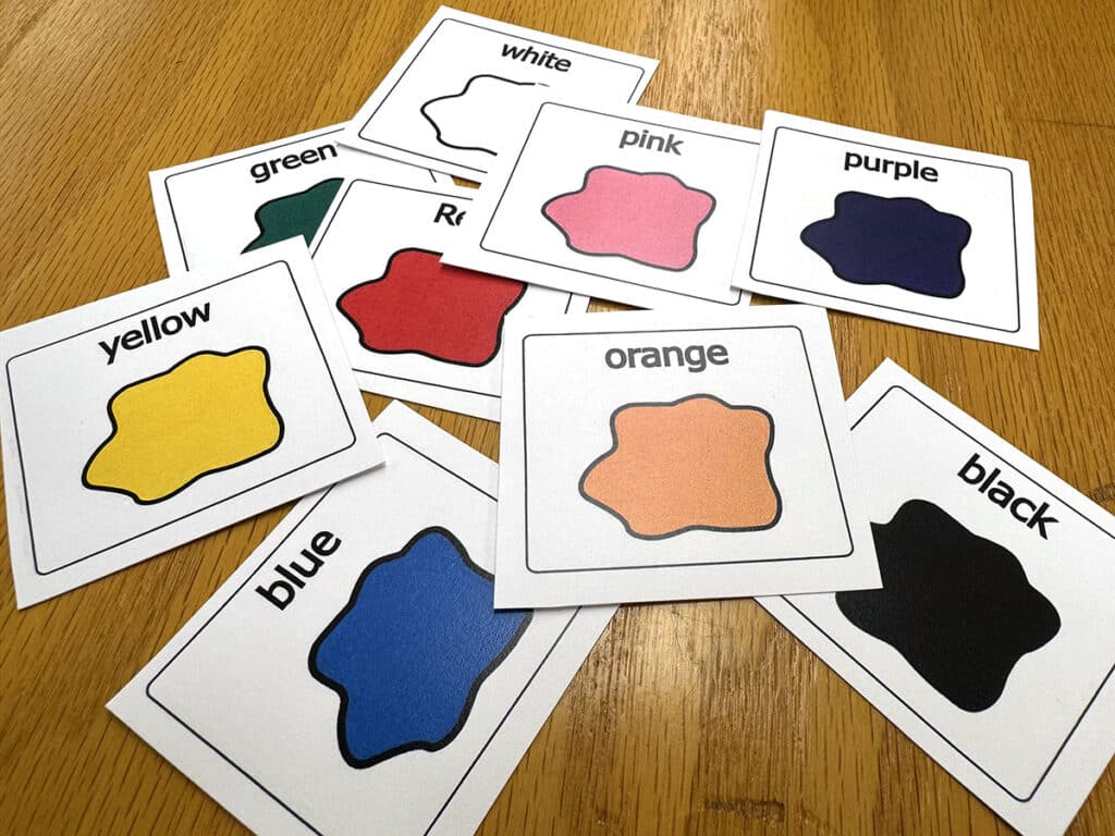 color tiles with words and pictures