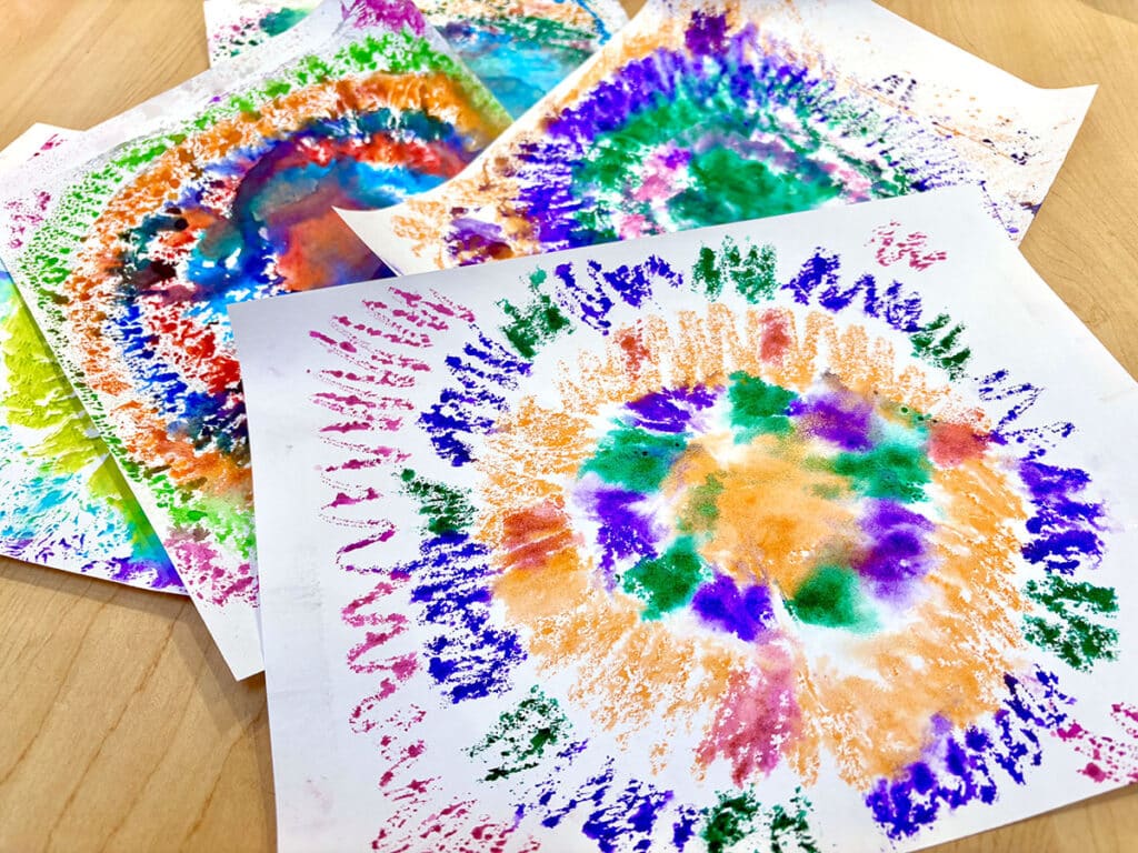 tin foil tie-dye printmaking