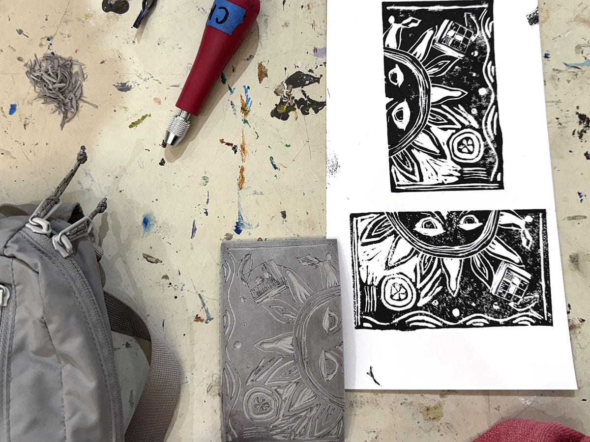 relief prints, block, carving tools
