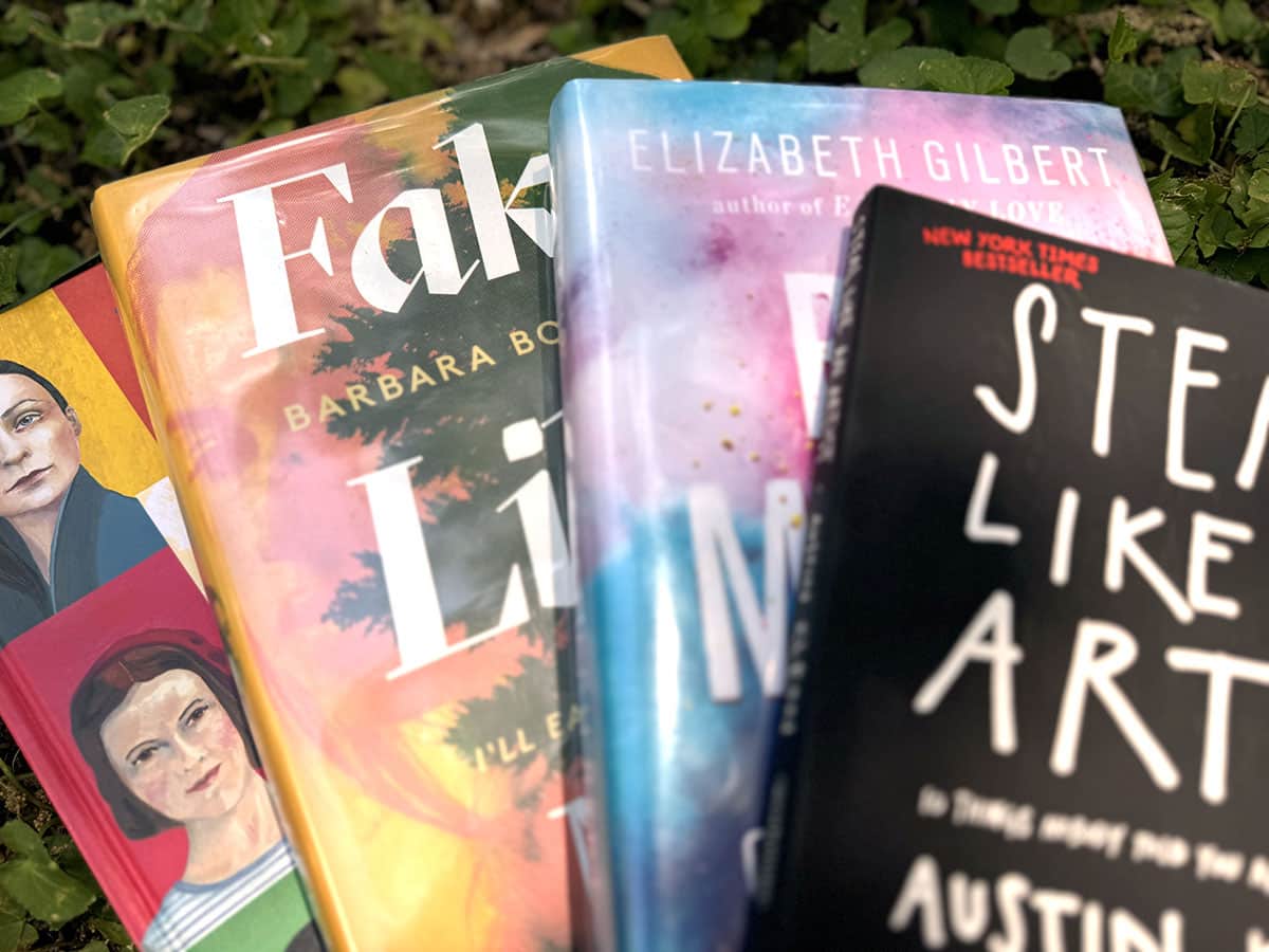 spread of four books
