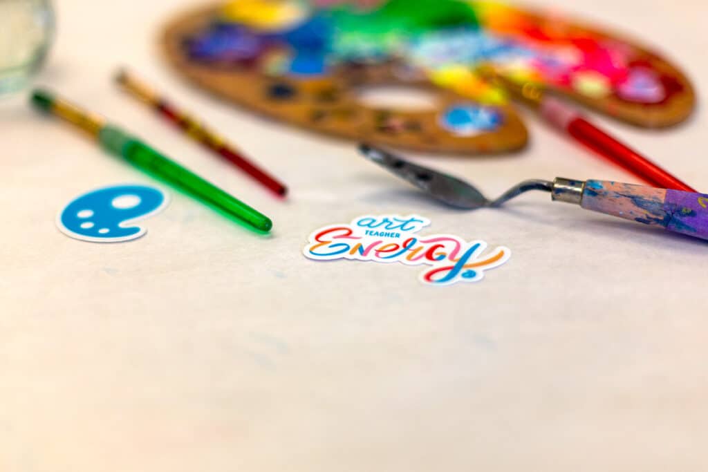 paint palette with the art teacher energy sticker