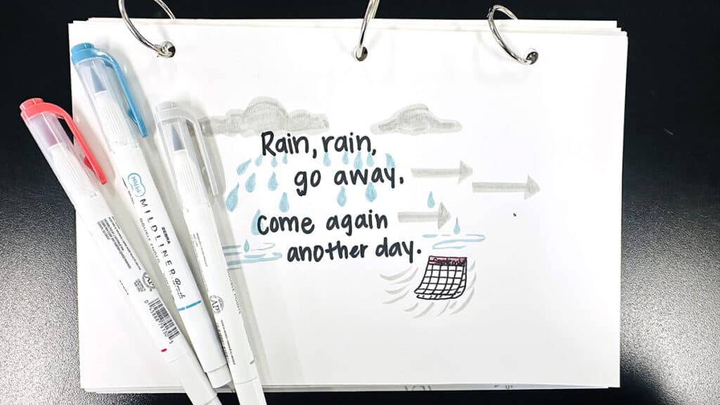 rain poem with colored doodles
