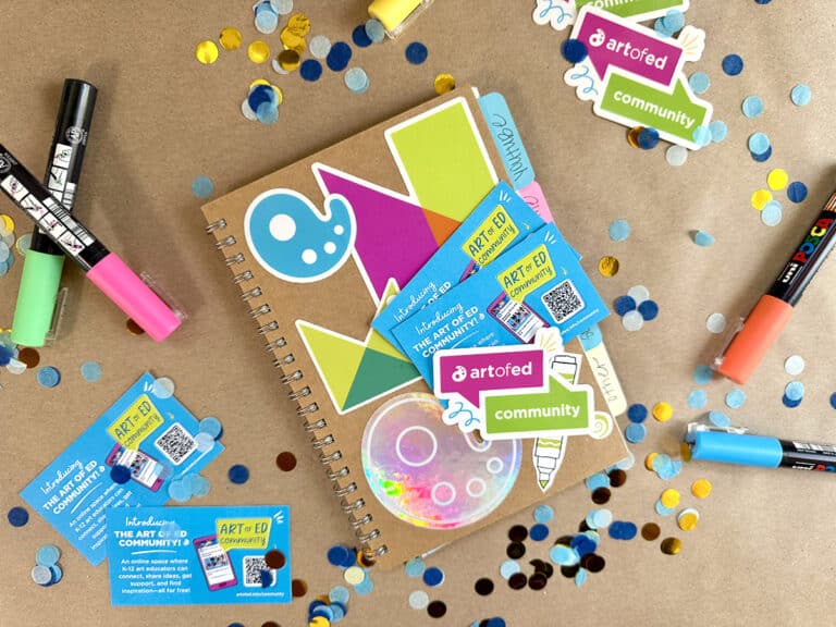 sketchbook and community cards/stickers