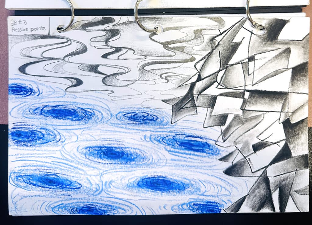 opposite concepts in a sketchbook