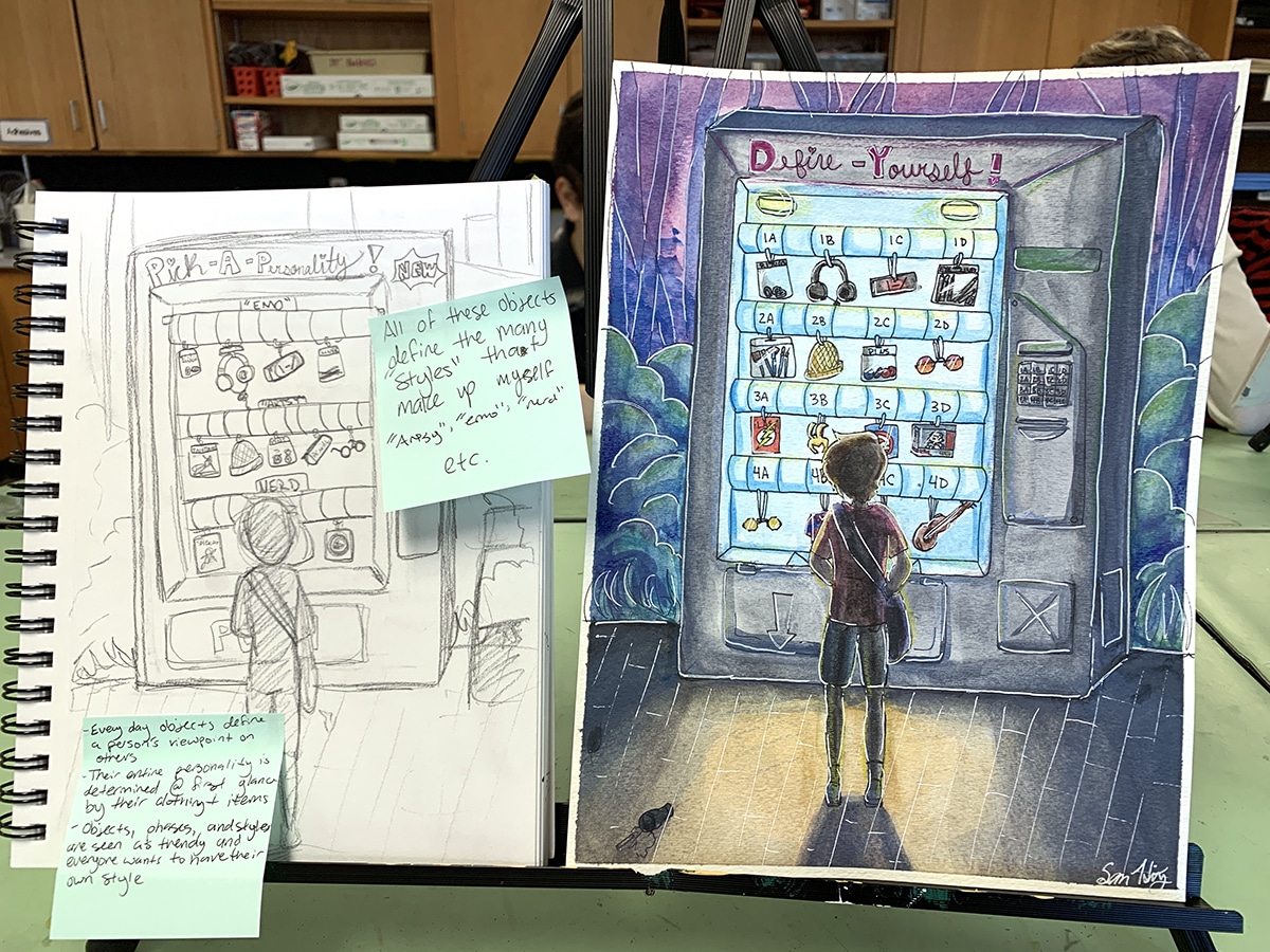 sketch and final artwork