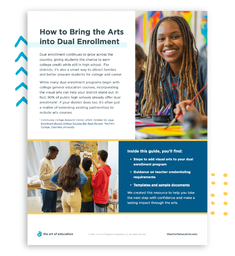 Front cover of the Duel Enrollment for the Arts Guide