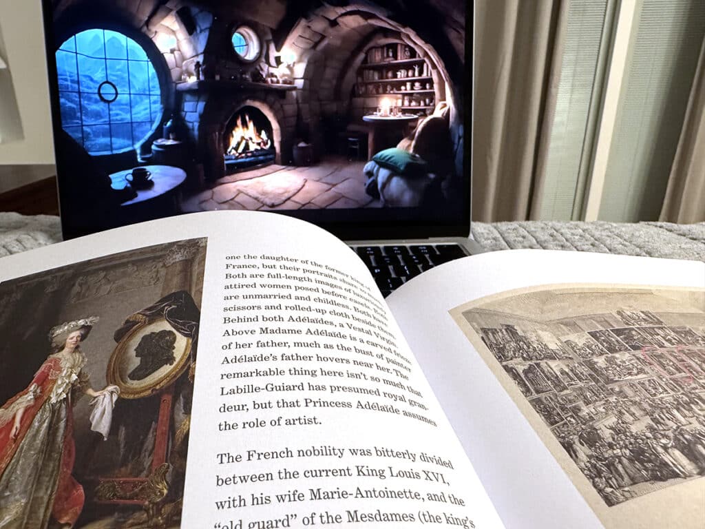 cozy screen saver and open book