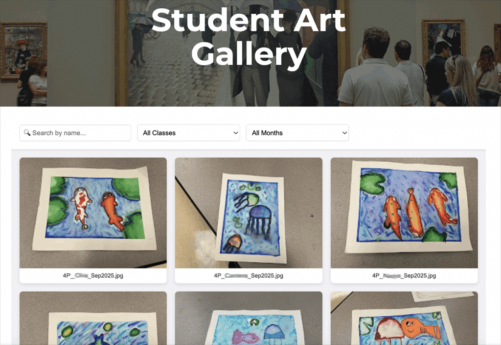 student art gallery screenshot