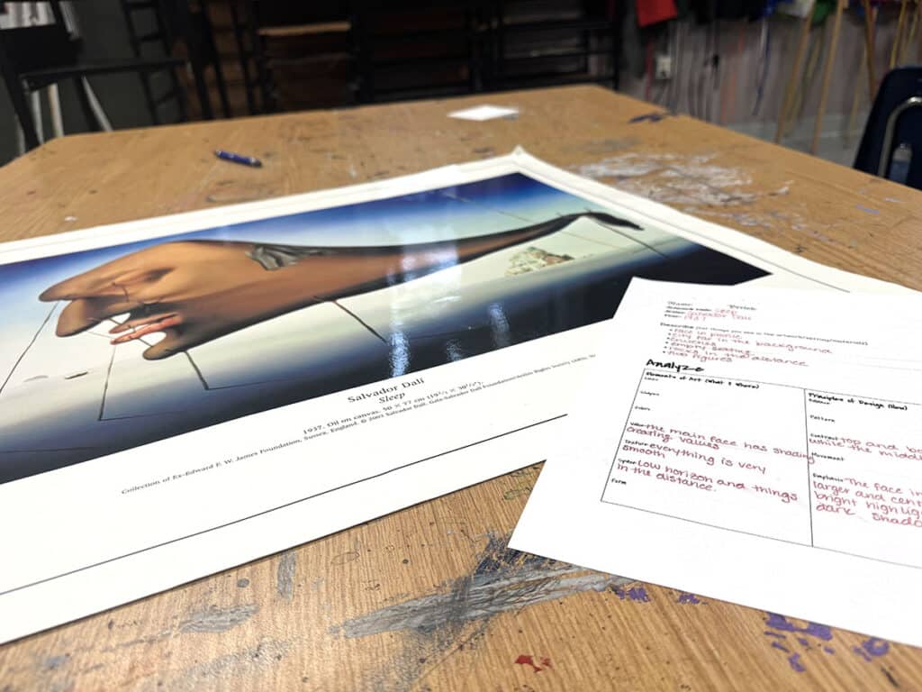 artwork poster with worksheet