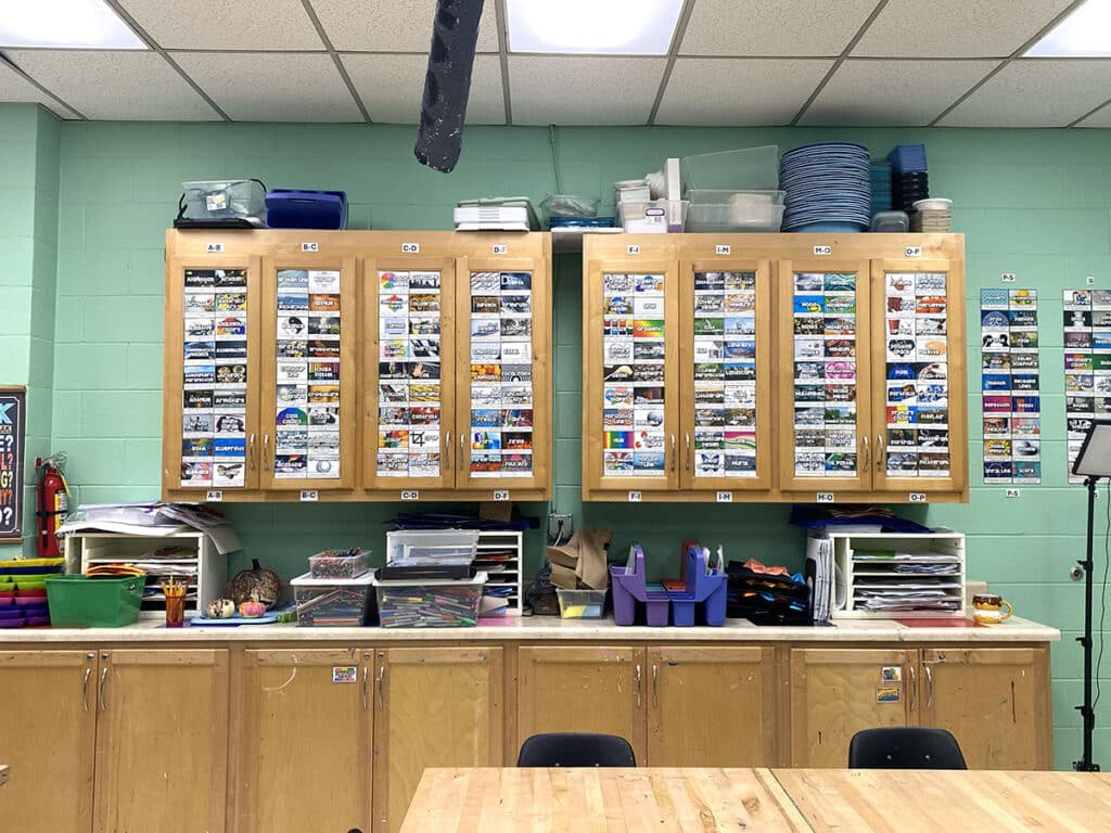 cabinets with labels