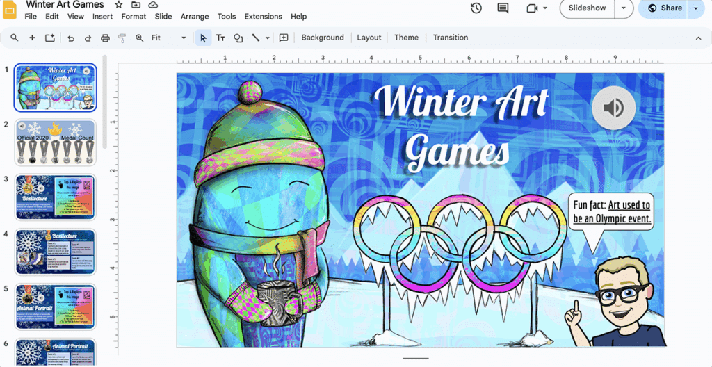 winter art games slideshow screenshot