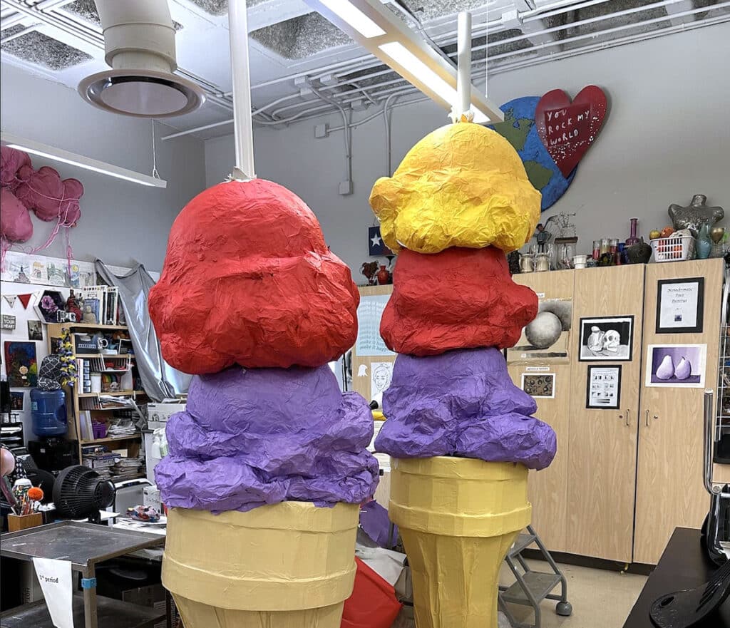 giant ice cream cone sculptures with pvc armature