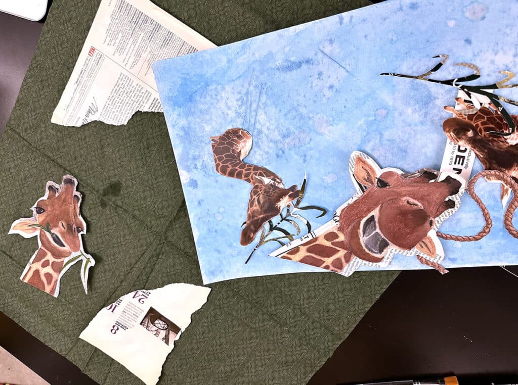 giraffe artwork collage