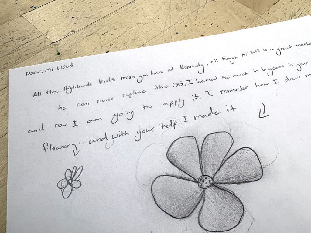 student note to art teacher