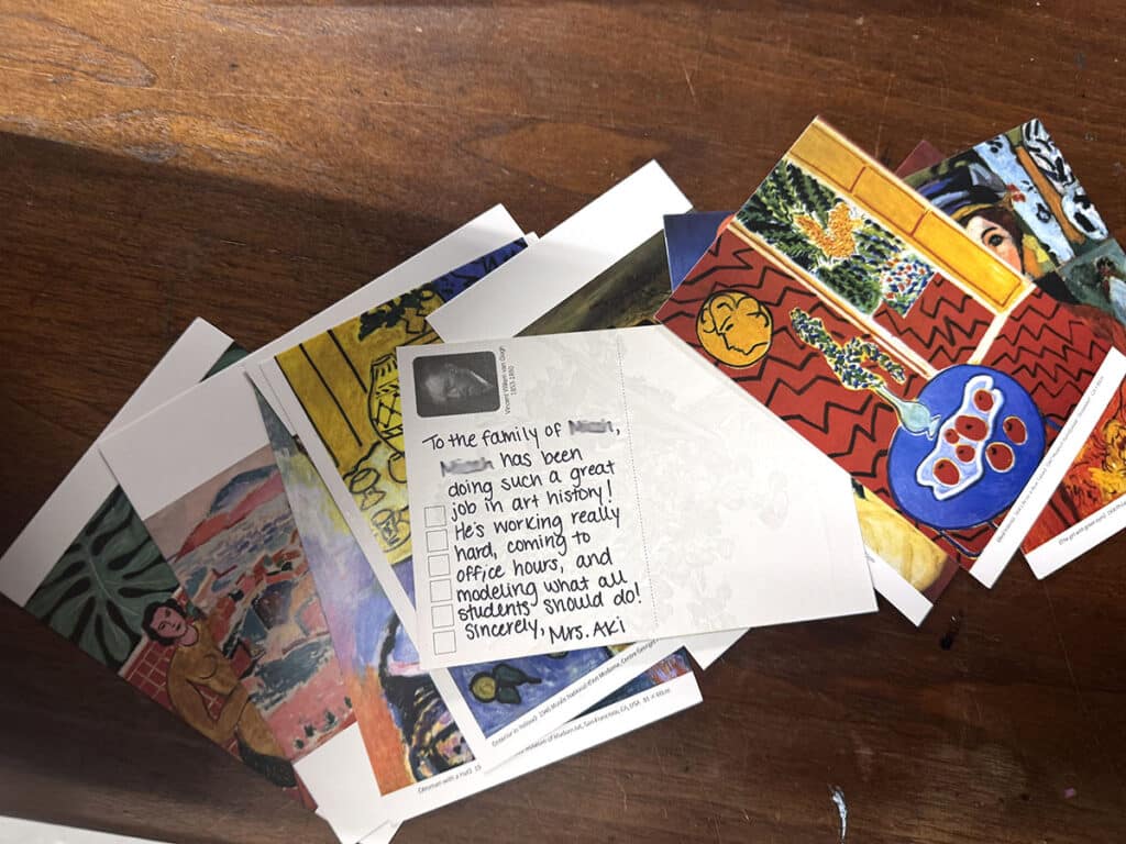 artwork postcard to parent