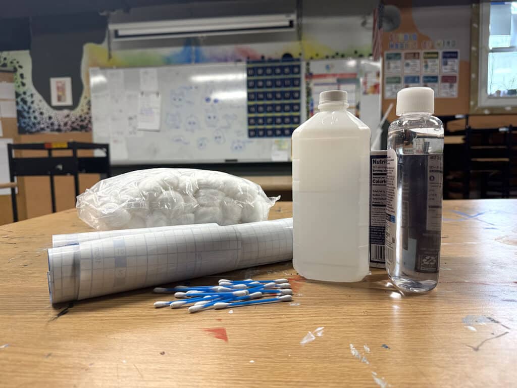 non-art art supplies on a table