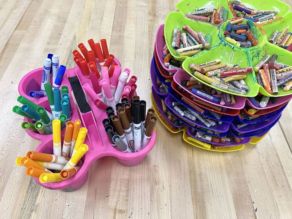 markers and oil pastels