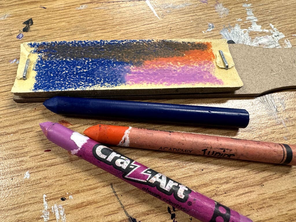 crayons with sandpaper