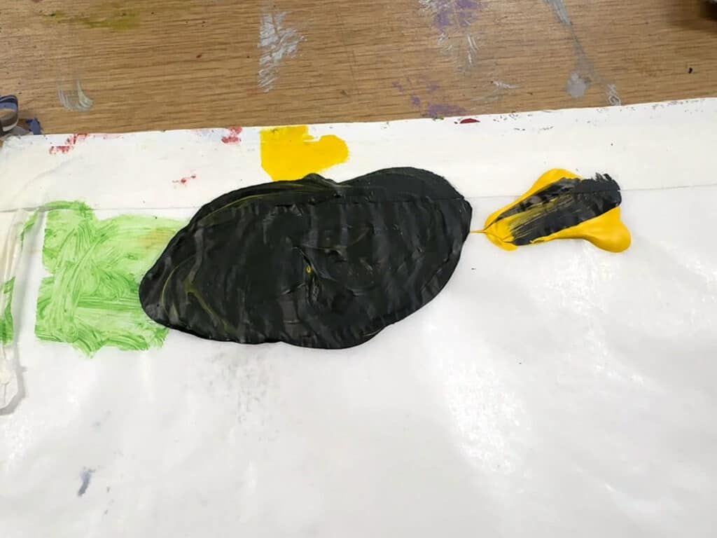 acrylic paint on parchment paper palette