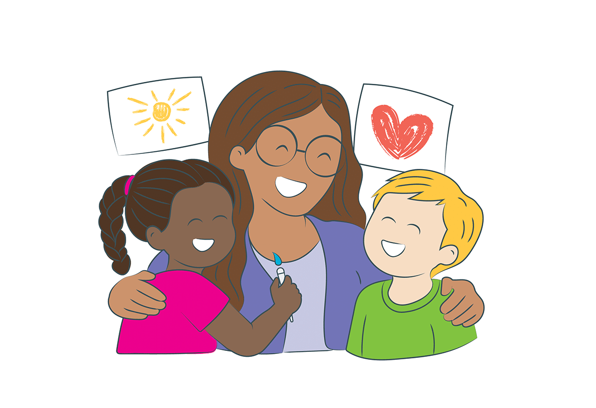 teacher with students