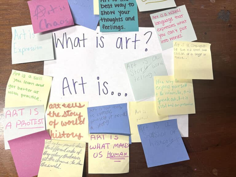 art is exit tickets with sticky notes