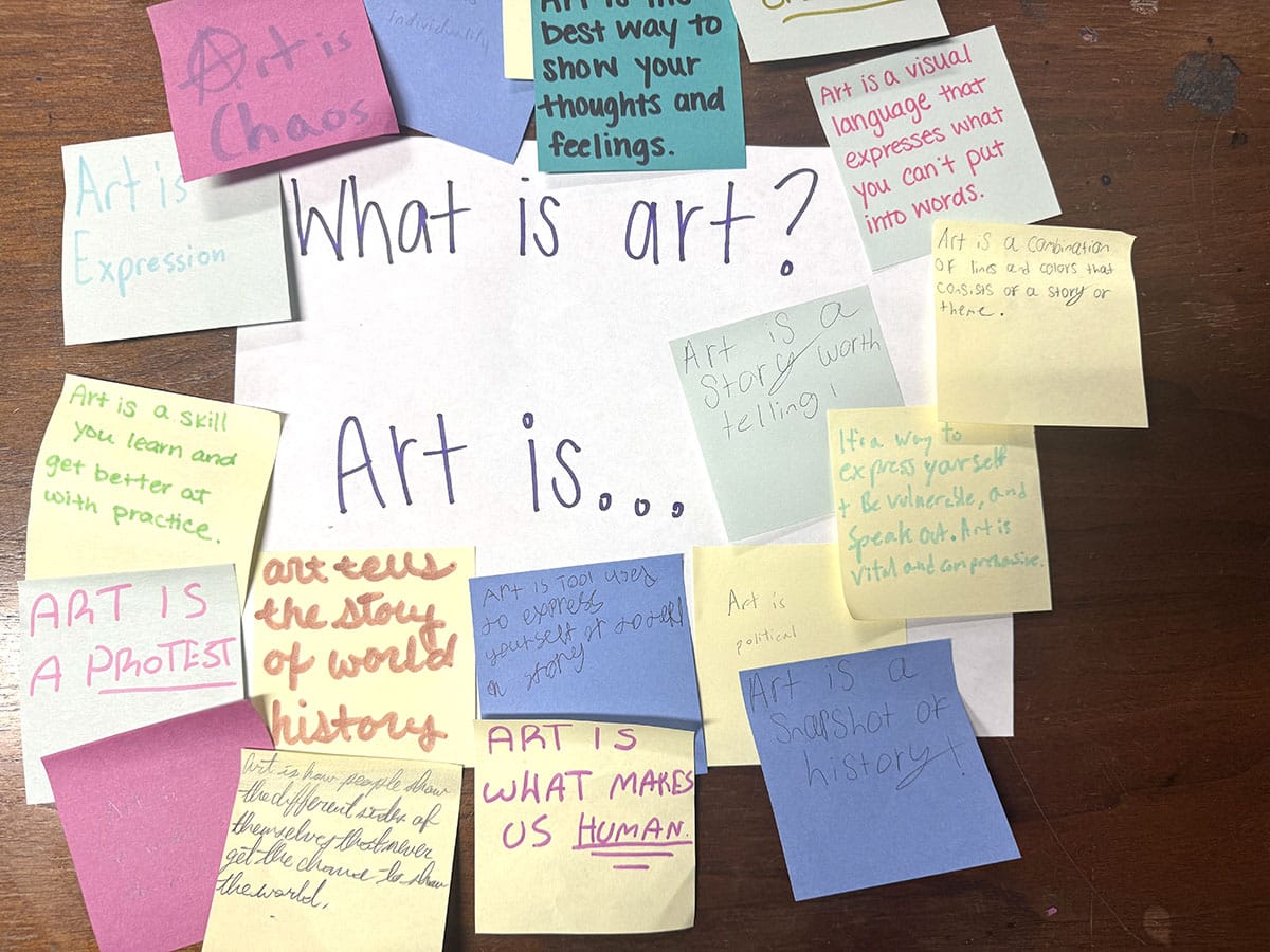 art is exit tickets with sticky notes