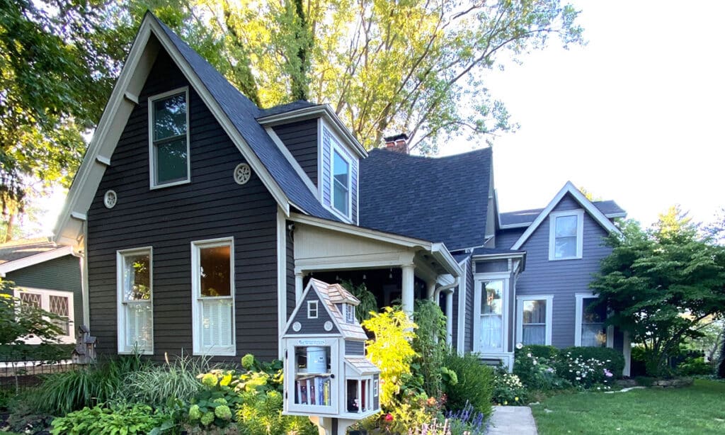 house with tiny free library