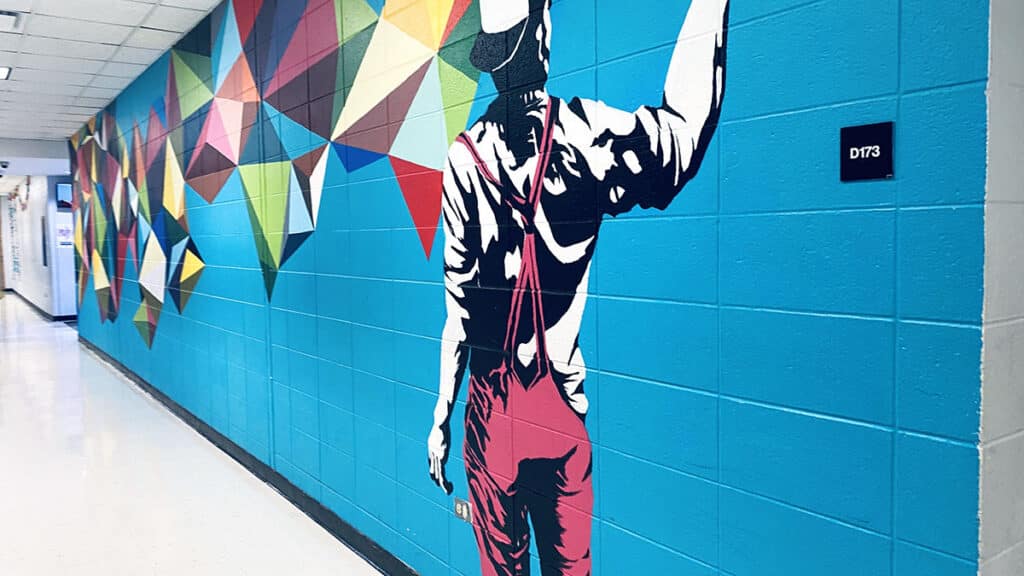 school hallway mural
