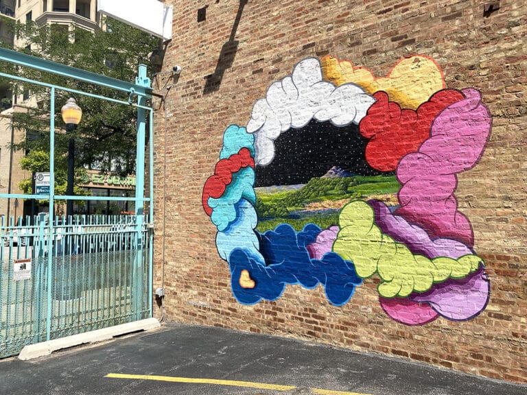 colorful mural on brick wall
