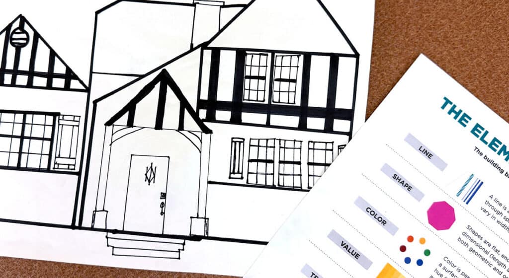 house drawing and elements of art flex handout