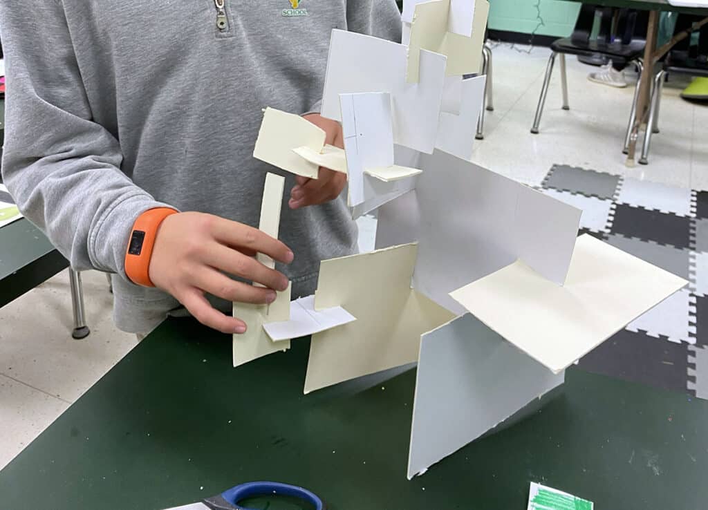 student building structure with shapes