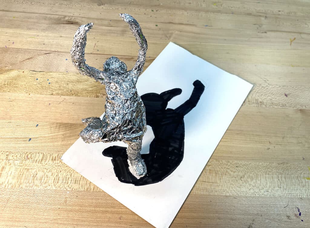 foil armature with cast shadow