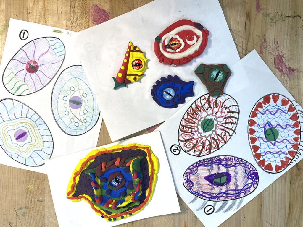 dragon eyes with sketches