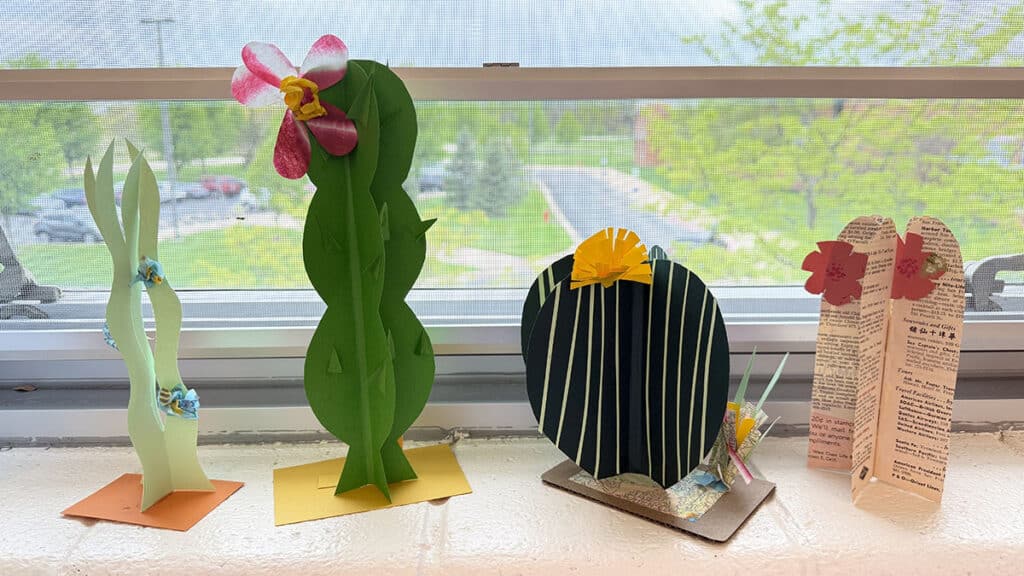 paper cactus sculptures