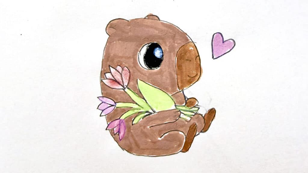 drawing prompt animal holding flowers for peace