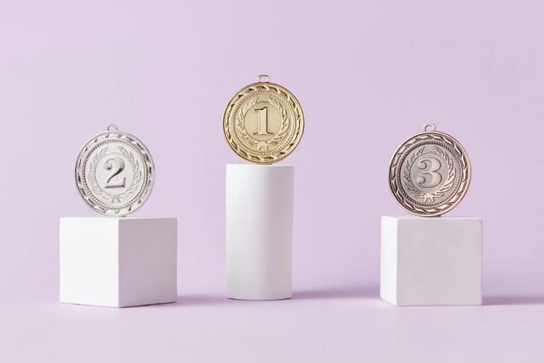 first second third place on pedestals