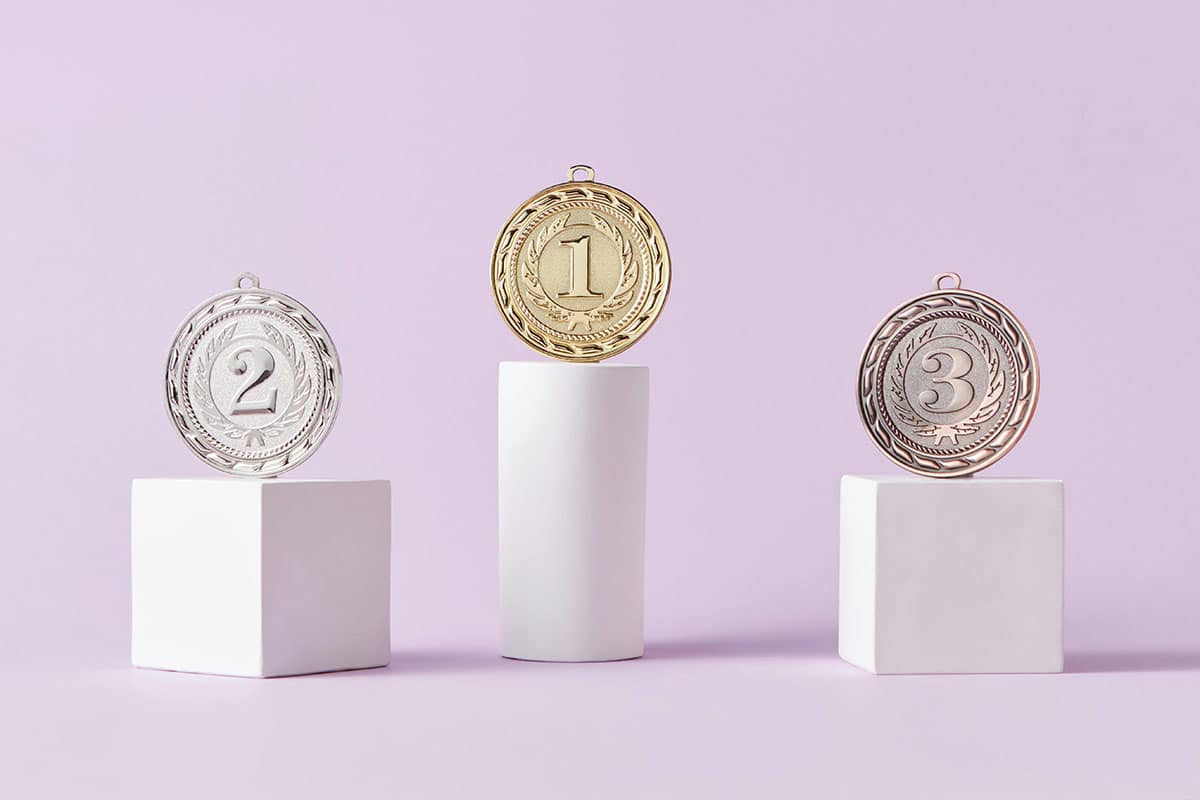 first second third place on pedestals