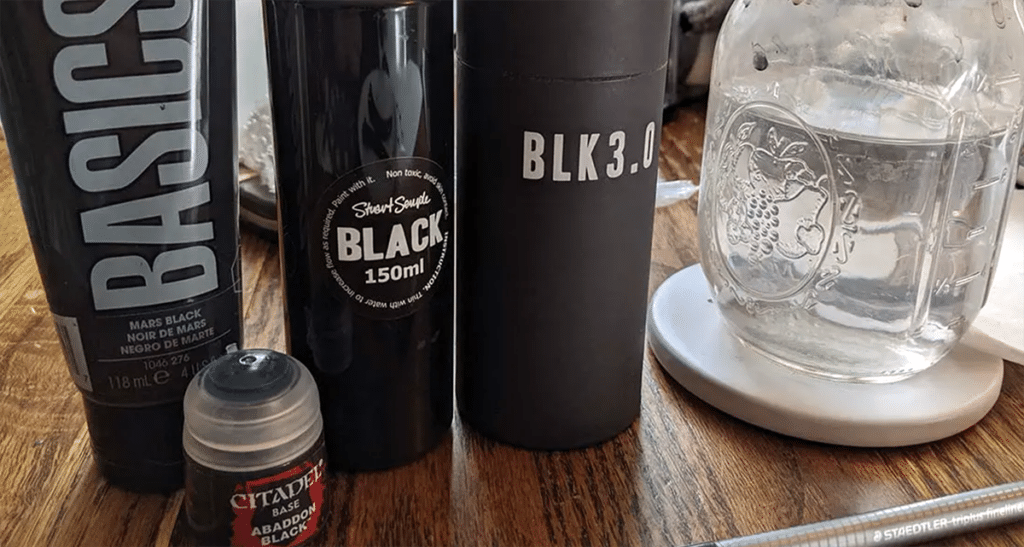 black paint bottles