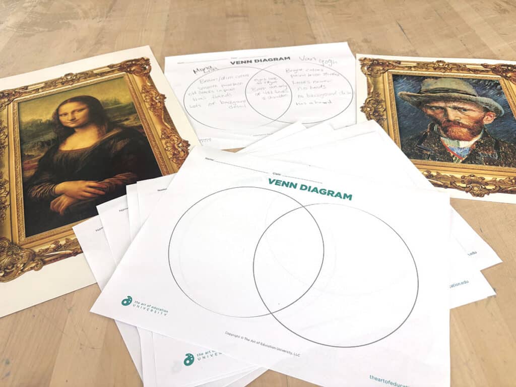 venn diagram with mona lisa and van gogh